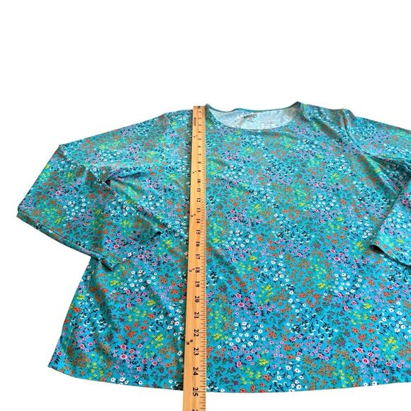 Land’s End Ditzy Floral Long Sleeve Rash Guard Athletic Tee Shirt Plus Sz 1X EUC - Picture 6 of 13